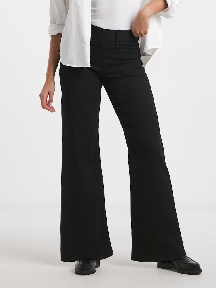 Simply Be Black Wide Leg Pull On Denim Jeggings - Image 8 of 8