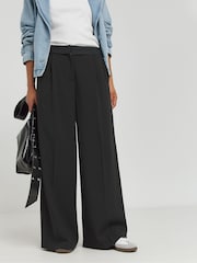 Simply Be Black Turnover Waistband Tailored Wide Leg Trouser - Image 3 of 4