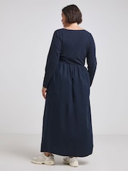 Simply Be Blue Jersey Poplin Mix Dance 100% Cotton Dress - Image 2 of 4