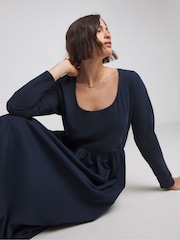 Simply Be Blue Jersey Poplin Mix Dance 100% Cotton Dress - Image 3 of 4
