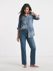 Simply Be Western Blue Petite 24/7 Straight Leg Jeans - Image 1 of 4
