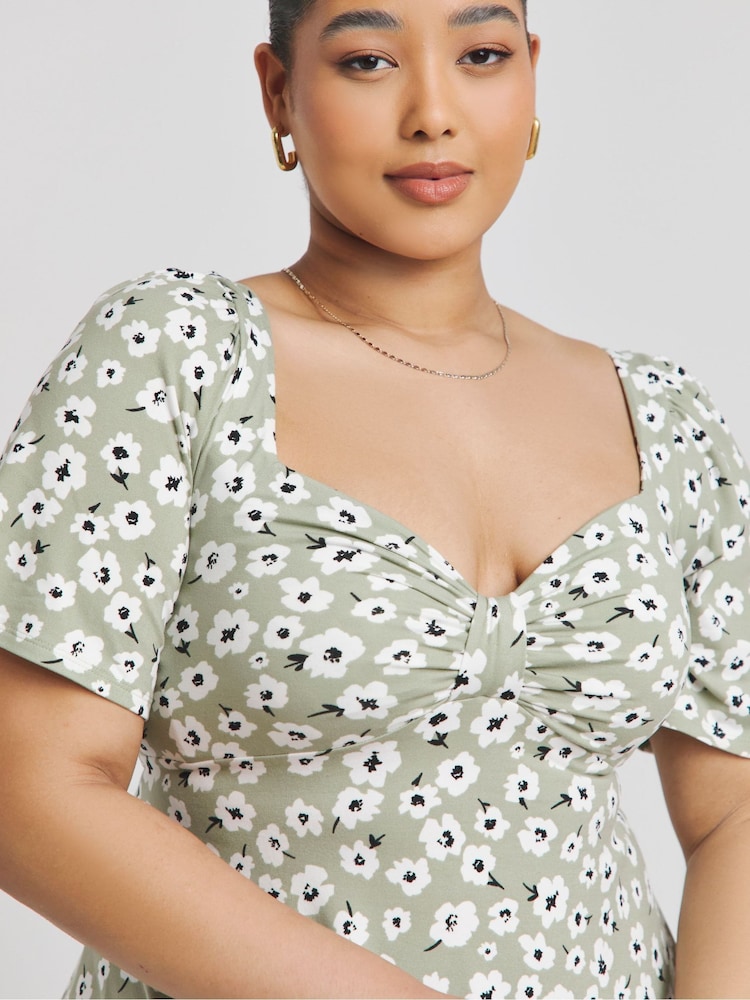 Simply Be Green Supersoft Knot Front Skater Dress - Image 4 of 4