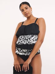 Simply Be Black Magisculpt Tummy Control Ruffle Swimsuit - Image 1 of 4