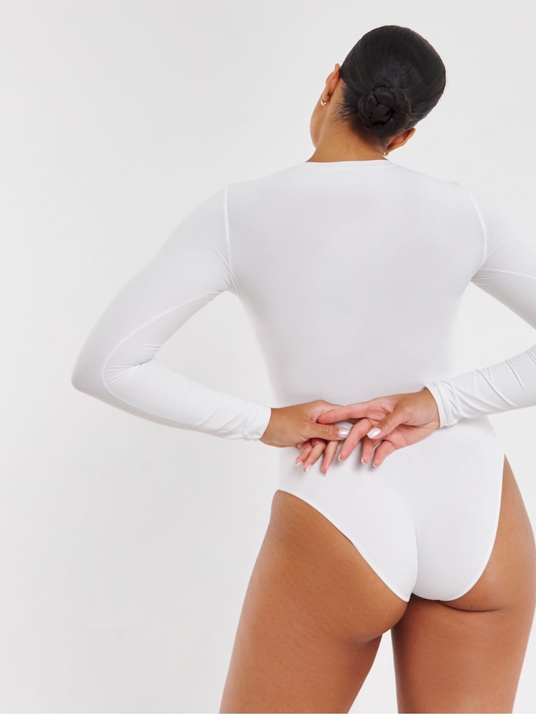 Simply Be White Magisculpt Smoothing Long Sleeve Bodysuit 2 Pack - Image 2 of 7