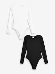 Simply Be White Magisculpt Smoothing Long Sleeve Bodysuit 2 Pack - Image 5 of 7