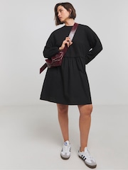 Simply Be Black Contrast 100% Cotton Sweat Dress - Image 1 of 4