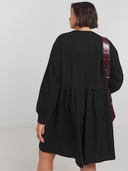 Simply Be Black Contrast 100% Cotton Sweat Dress - Image 2 of 4