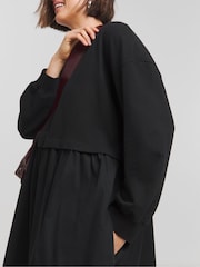 Simply Be Black Contrast 100% Cotton Sweat Dress - Image 4 of 4