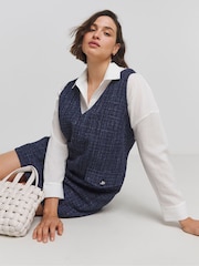 Simply Be Blue Boucle Pinafore Dress - Image 3 of 4