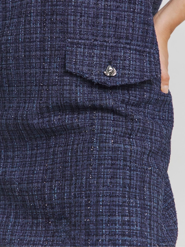 Simply Be Blue Boucle Pinafore Dress - Image 4 of 4