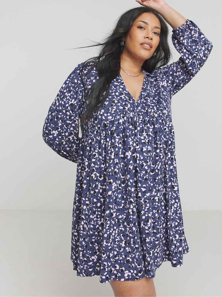 Simply Be Blue Supersoft Smock Dress - Image 1 of 4