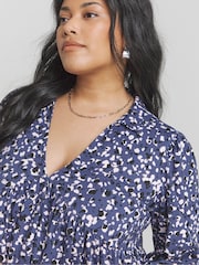 Simply Be Blue Supersoft Smock Dress - Image 4 of 4