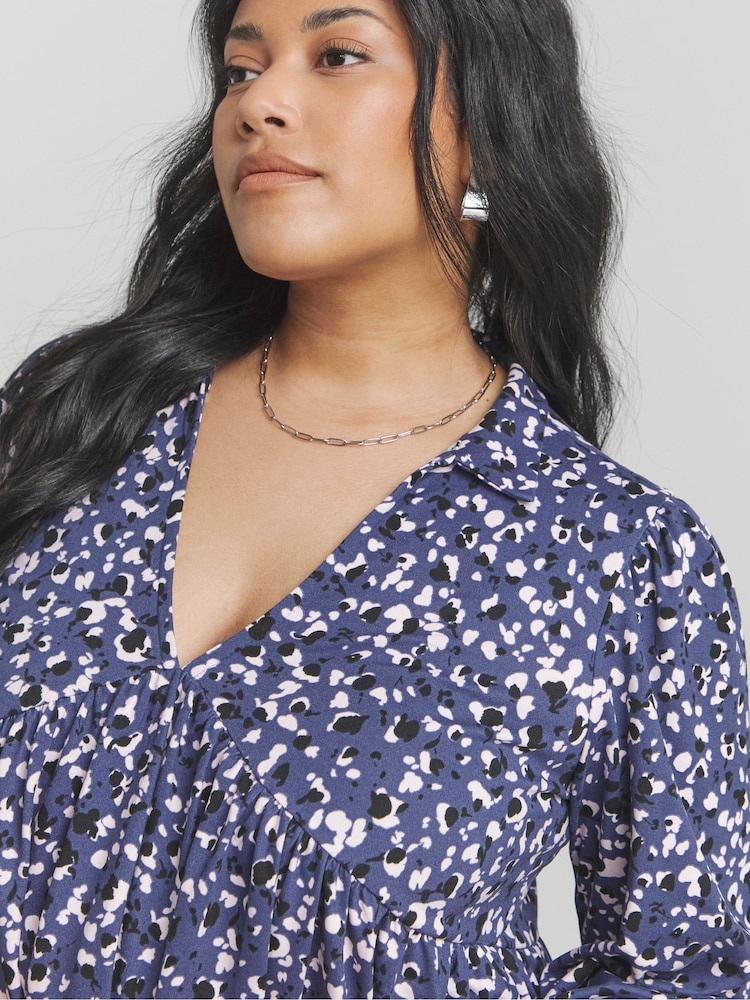 Simply Be Blue Supersoft Smock Dress - Image 4 of 4