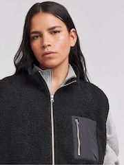 Simply Be Black Teddy Gilet With Nylon Pocket - Image 4 of 4