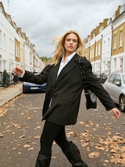 Simply Be Black Oversized Single Breasted Blazer - Image 1 of 4