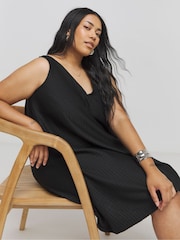 Simply Be Black Textured Jersey Tie Back Dress - Image 1 of 4