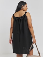 Simply Be Black Textured Jersey Tie Back Dress - Image 2 of 4