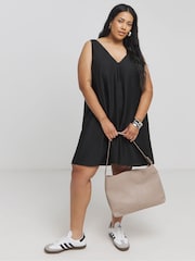 Simply Be Black Textured Jersey Tie Back Dress - Image 3 of 4
