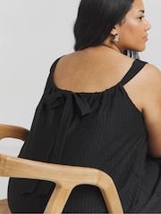 Simply Be Black Textured Jersey Tie Back Dress - Image 4 of 4