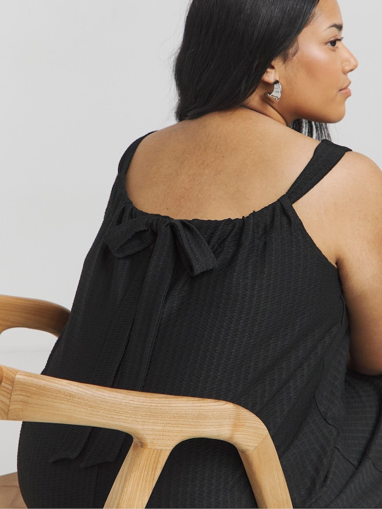 Simply Be Black Textured Jersey Tie Back Dress - Image 4 of 4