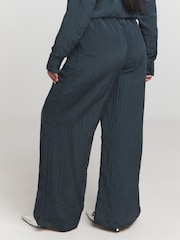 Simply Be Blue Textured Satin Wide Leg Trousers - Image 2 of 4