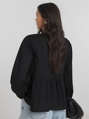 Simply Be Black Broderie Collared Blouse - Image 2 of 4