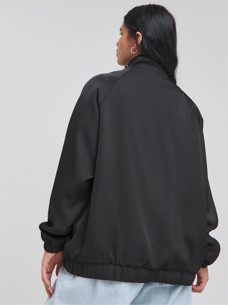 Simply Be Black Satin Bomber Jacket - Image 2 of 4 Simply Be Black Satin Bomber Jacket - Image 2 of 4