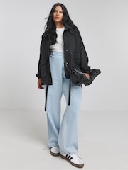 Simply Be Black Satin Bomber Jacket - Image 3 of 4