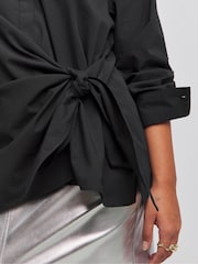 Simply Be Black Poplin Knot Front 100% Cotton Black Shirt - Image 4 of 4
