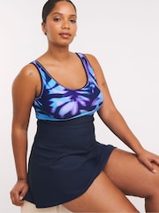 Simply Be Black Beach To Beach Swim Dress With Shorts - Image 1 of 4