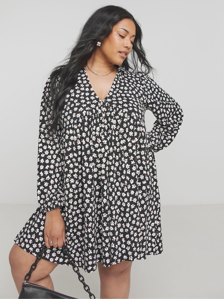 Simply Be Black Supersoft Smock Dress - Image 1 of 4