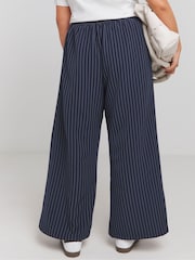 Simply Be Blue Pinstripe Tailored Wide Leg Trousers - Image 2 of 4