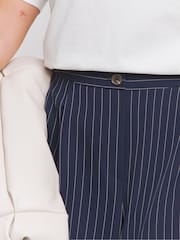 Simply Be Blue Pinstripe Tailored Wide Leg Trousers - Image 4 of 4