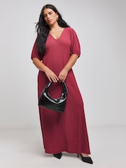 Simply Be Pink Textured Jersey Asymm Maxi Dress With Pockets - Image 1 of 4