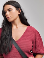 Simply Be Pink Textured Jersey Asymm Maxi Dress With Pockets - Image 3 of 4