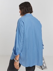 Simply Be Blue Oversized Embellished Striped Shirt - Image 2 of 4