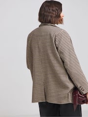 Simply Be Brown Houndstooth Single Breasted Blazer - Image 2 of 4