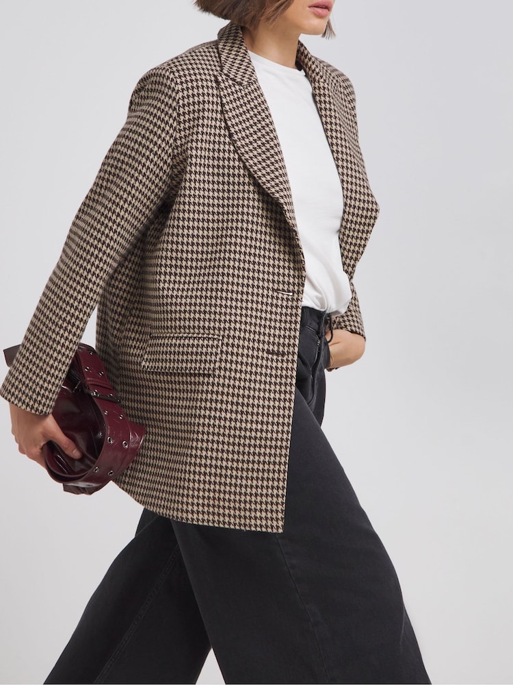 Simply Be Pied-de-poule Simple boutonnage Blazer - Image 3 of 4
