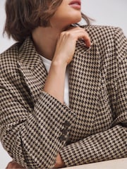Simply Be Brown Houndstooth Single Breasted Blazer - Image 4 of 4