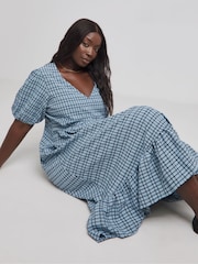 Simply Be Blue Textured Midi Dress - Image 1 of 4