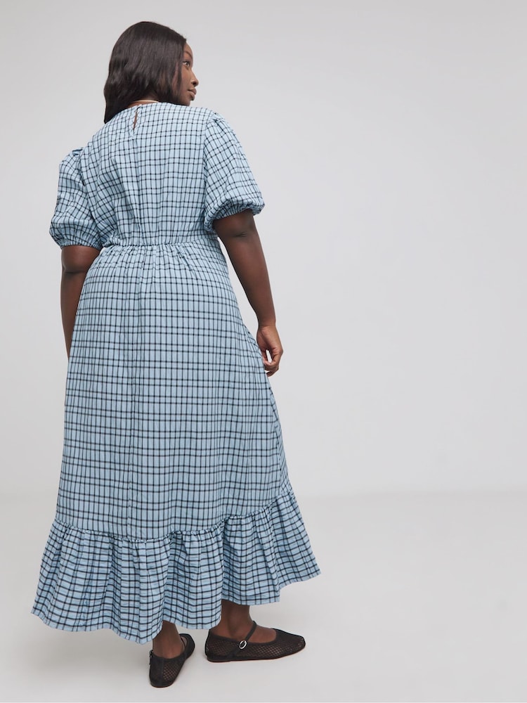 Simply Be Blue Textured Midi Dress - Image 2 of 4