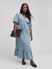 Simply Be Blue Textured Midi Dress - Image 3 of 4