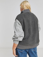 Simply Be Grey Teddy Gilet With Nylon Pocket - Image 3 of 4