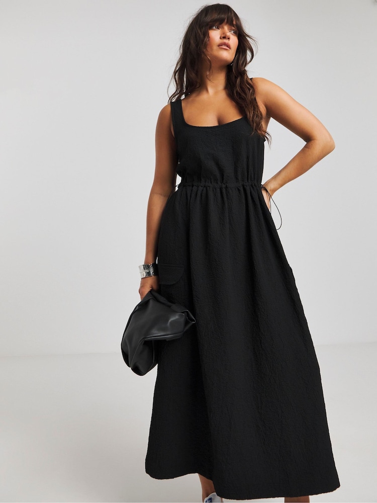 Simply Be Black Cargo Apron Dress - Image 1 of 4