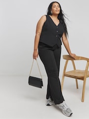 Simply Be Black Jersey Tailored Wide Leg Trousers - Image 1 of 4