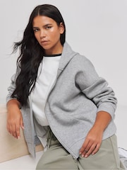 Simply Be Grey Scuba Zip Through Hoodie - Image 1 of 4