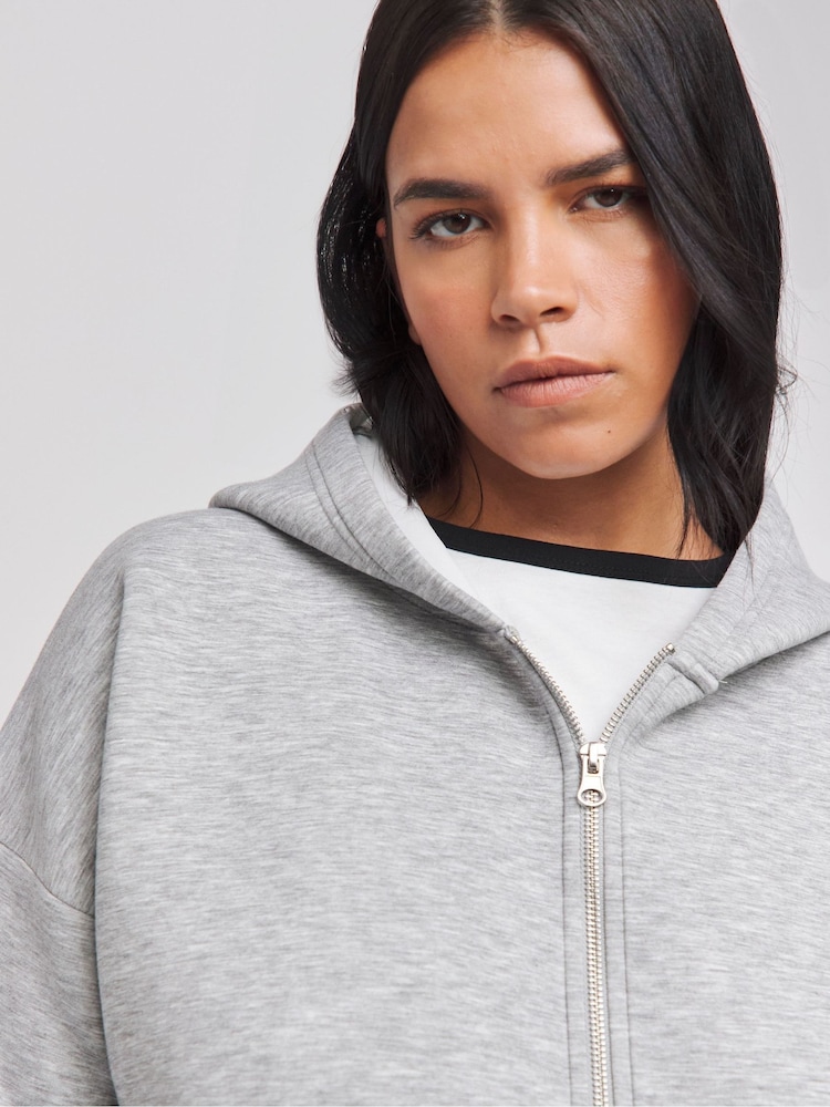 Simply Be Grey Scuba Zip Through Hoodie - Image 4 of 4