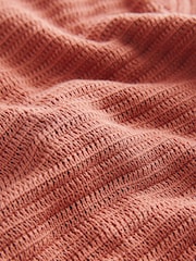 Rust Brown Textured Revere Collar Short Sleeve Knitted 100% Cotton Polo Shirt (3mths-7yrs) - Image 4 of 4