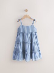 Blue Ticking Stripe 100% Cotton Sundress - Image 1 of 4