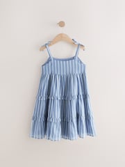Blue Ticking Stripe 100% Cotton Sundress - Image 2 of 4